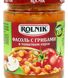 Фасоль с грибами в томатном соусе, Rolnik, 430 г - оптовая продажа